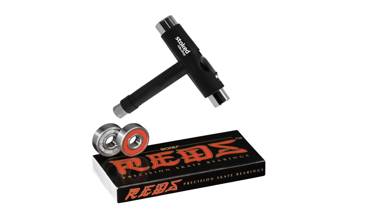 Reds skateboard bearings with t-tool