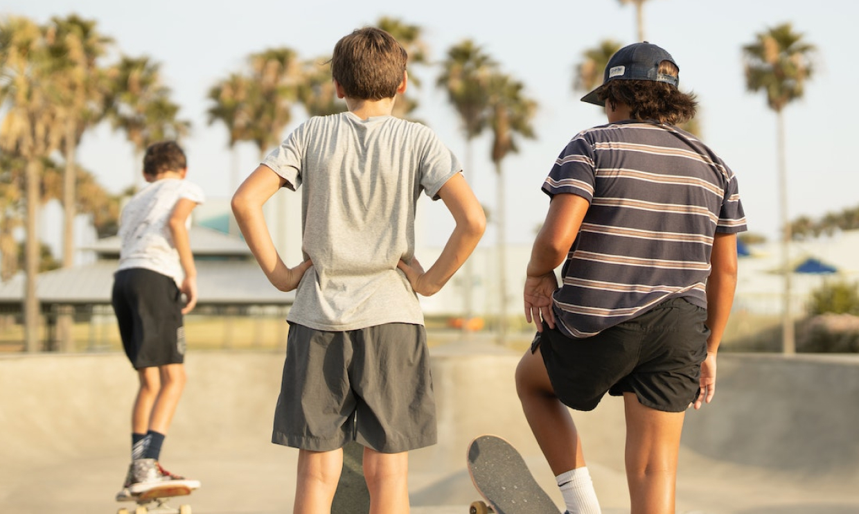 young skateboarders at a skate park