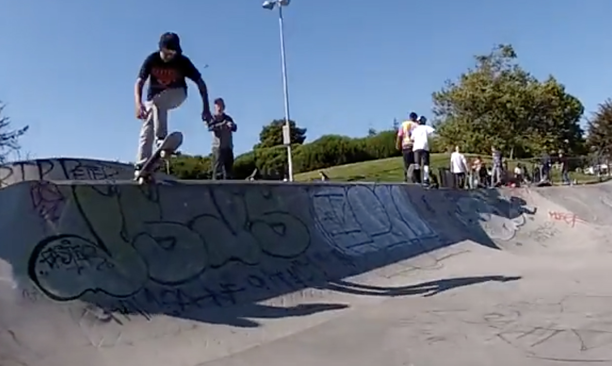 skateboarder in bowl section of Bowl section of Potrero del Sol skate park