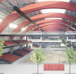 artist illustration of new rush skatepark set to open in 2025